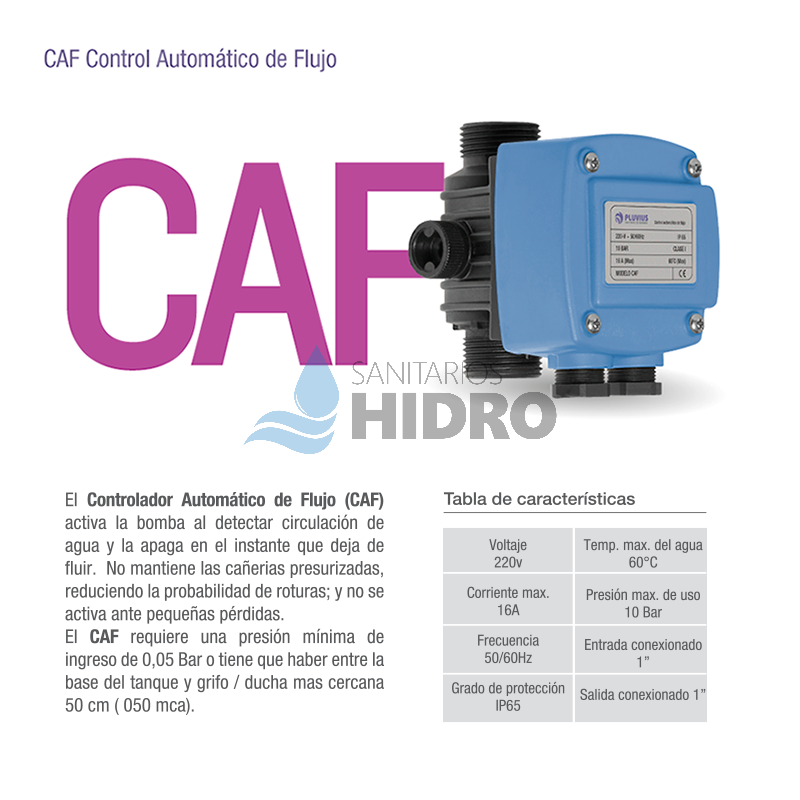 CONTROL AUTO FLUJO PLUVIUS CAF