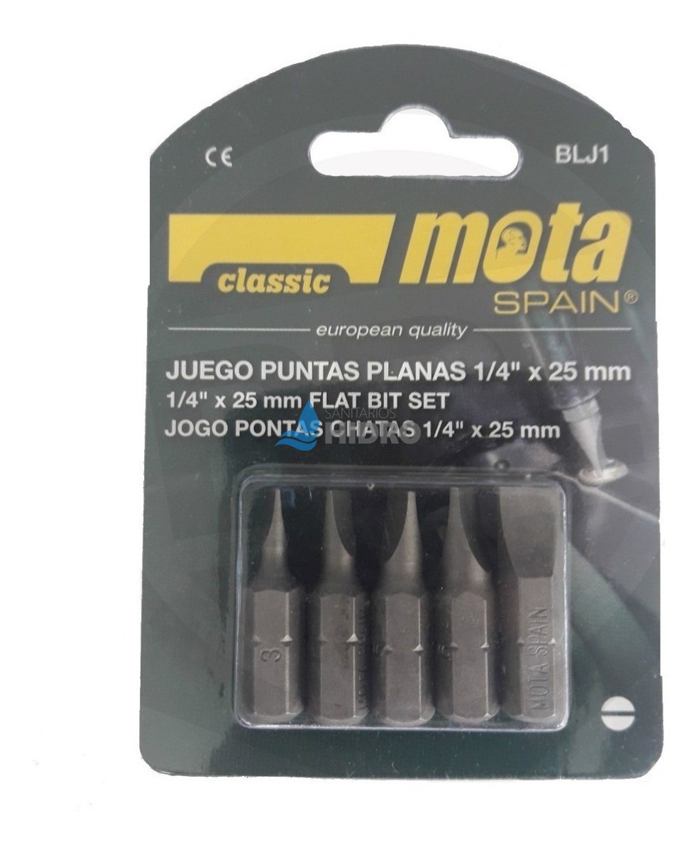 PUNTA PLANA 5PZS ENC1/4" 25MM MOTA
